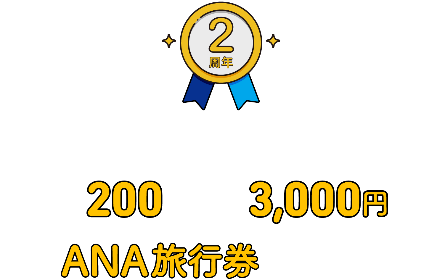 ANAにキュン!2周年記念 LINE友だち追加キャンペーン 抽選で200名様に3,000円分のANA旅行券が当たる!