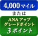 4,000マイル または ANAアップグレードポイント 3ポイント