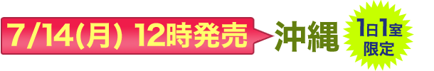 7/14(金)12時発売 沖縄 1日1室限定