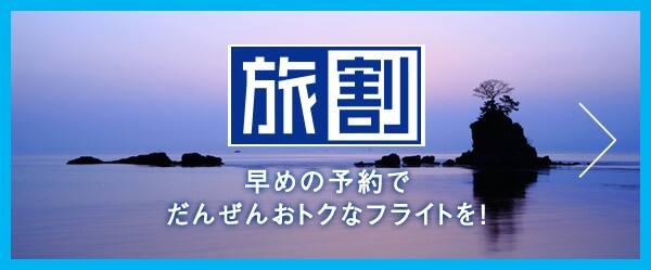 旅割 早めの予約でだんぜんおトクなフライトを!