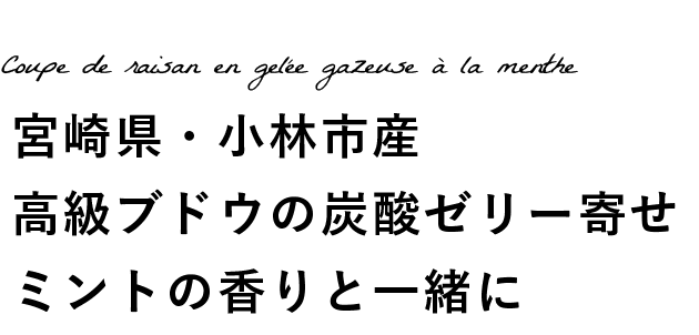 宮崎県・小林市産 高級ブドウの炭酸ゼリー寄せ ミントの香りと一緒に