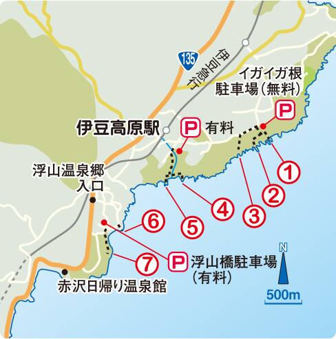 空撮釣り場ガイド 東伊豆 静岡県 の魚の付き場を図解 Ana釣り倶楽部 Ana Sky Web