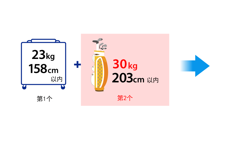 1件托运行李+1个高尔夫球包的具体事例图片