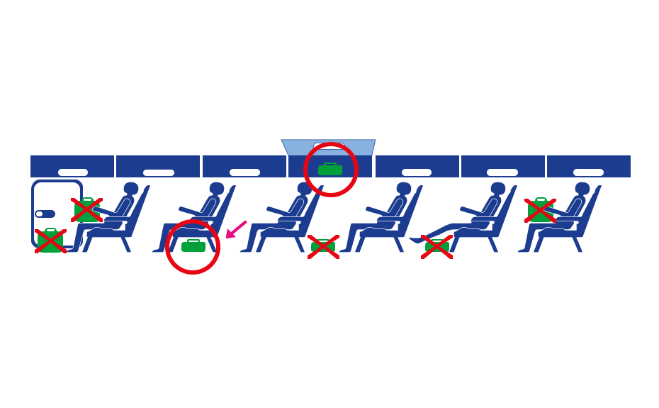 Rangements pour les bagages à main