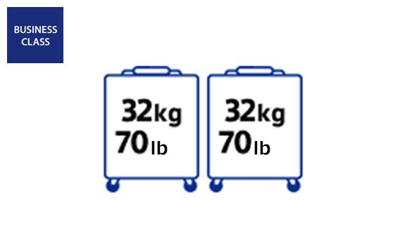 กระเป๋าเดินทาง 32 กก. (70 ปอนด์) สูงสุด 2 ชิ้น
