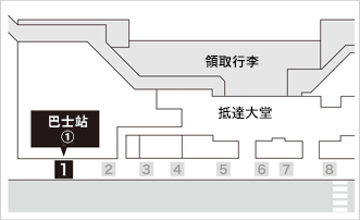 2 號客運大樓 1 樓（抵達大堂）巴士站①
