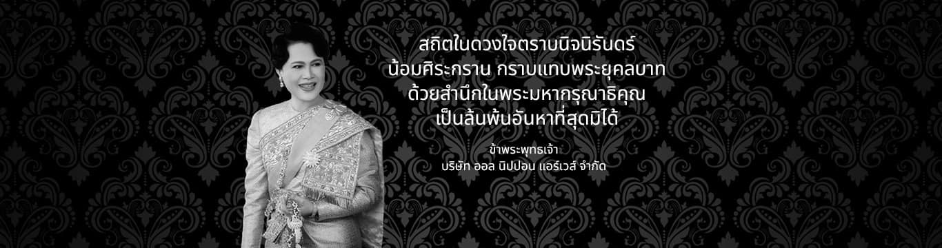 สถิตในดวงใจตราบนิจนิรันดร์ น้อมศิระกราน กราบแทบพระยุคลบาท ด้วยสำนึกในพระมหากรุณาธิคุณเป็นล้นพ้นอันหาที่สุดมิได้ ข้าพระพุทธเจ้า บริษัท ออล นิปปอน แอร์เวส์ จำกัด