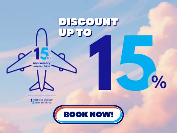 Discount Up to 15% - ANA Jakarta 15th Anniversary Jakarta-Tokyo