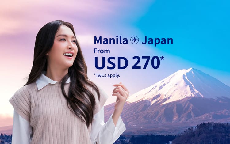 Manila - Japan from USD 270 T&Cs apply.