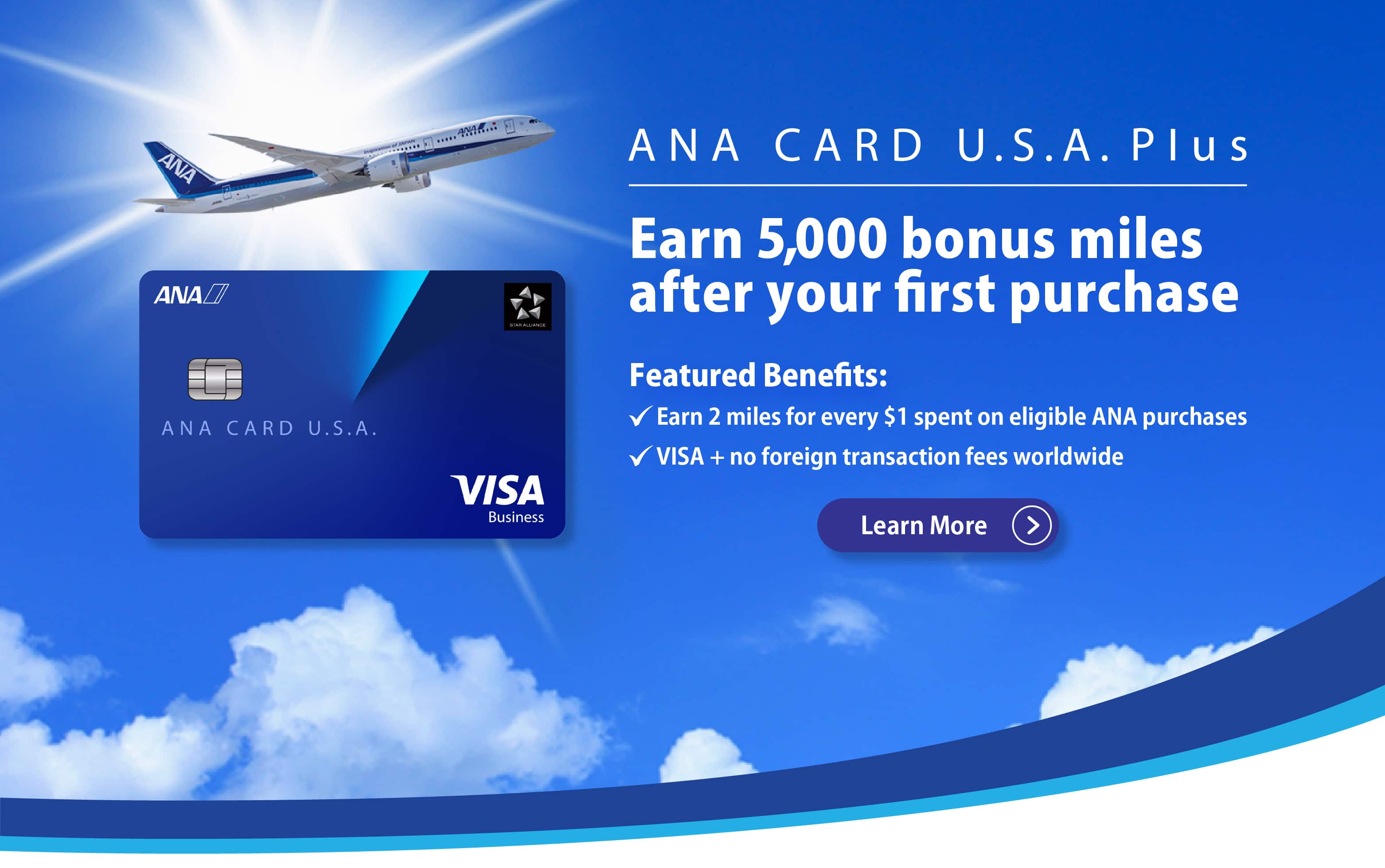 ANA CARD U.S.A. Plus - Earn 5,000 bonus miles after your first purchase