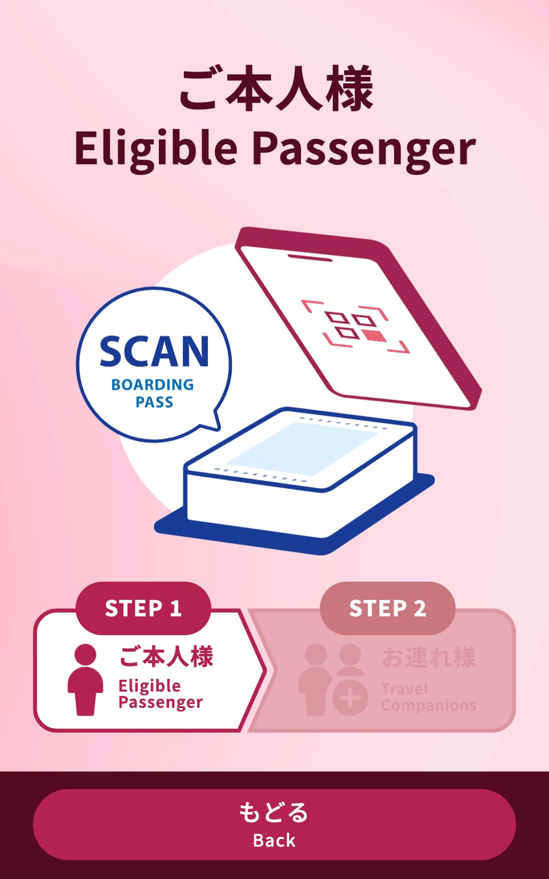 Eligible Passenger SCAN BOARDING PASS STEP1 Eligible Passenger Back