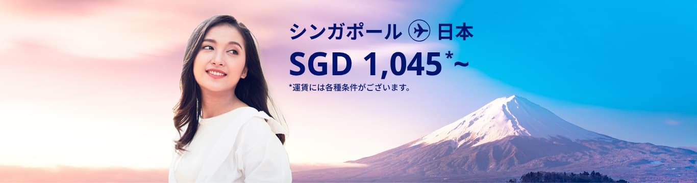 シンガポール - 日本 SGD 1045～ 運賃には各種条件がございます。