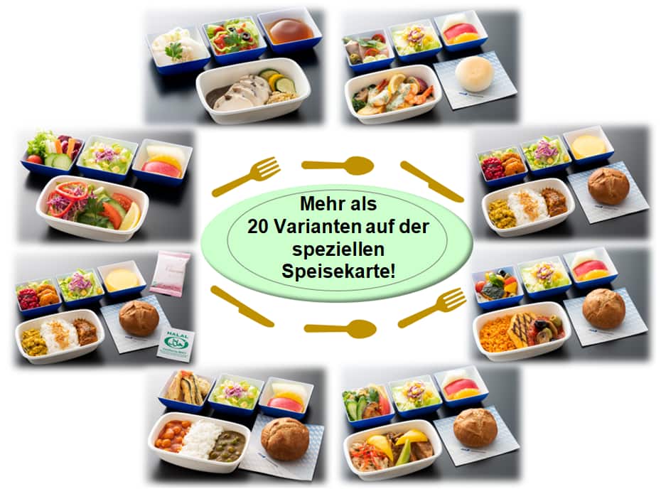 Bild eines kreisrunden Arrangements verschiedener Sondermahlzeiten.