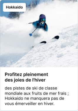 Hokkaido Profitez pleinement des joies de l'hiver – des pistes de ski de classe mondiale aux fruits de mer frais ; Hokkaido ne manquera pas de vous émerveiller en hiver.