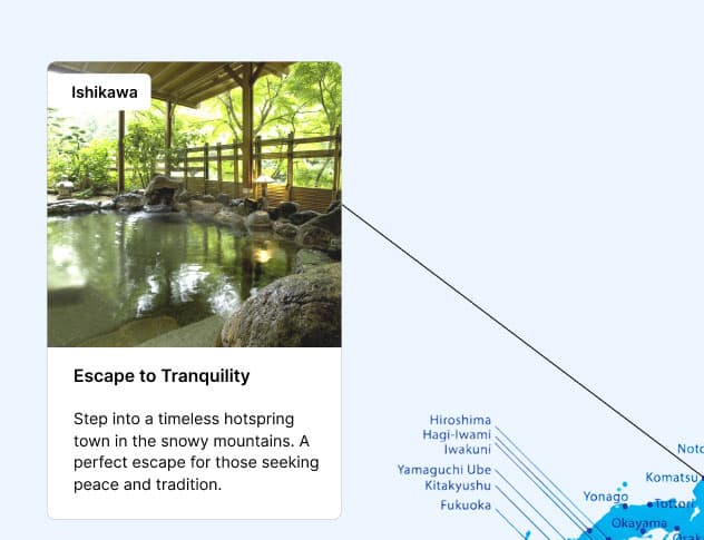 Ishikawa Escape to Tranquility Step into a timeless hotspring town in the snowy mountains. A perfect escape for those seeking peace and tradition.