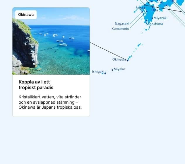 Okinawa Koppla av i ett tropiskt paradis – Kristallklart vatten, vita stränder och en avslappnad stämning – Okinawa är Japans tropiska oas.