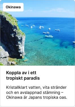 Okinawa Koppla av i ett tropiskt paradis – Kristallklart vatten, vita stränder och en avslappnad stämning – Okinawa är Japans tropiska oas.