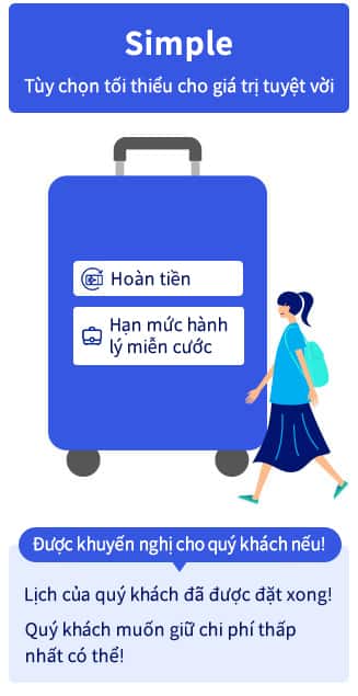 "Simple" Các lựa chọn tối thiểu với giá trị tuyệt vời. Có thể hoàn tiền, Miễn phí hành lý. Khuyến nghị cho quý khách nếu! Lịch trình của quý khách đã hoàn tất! Quý khách muốn giữ chi phí ở mức thấp nhất có thể!