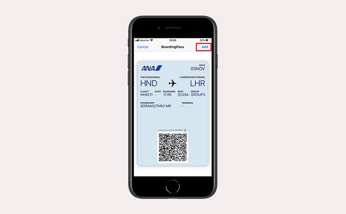 บัตรโดยสาร ANA ใน Apple Wallet