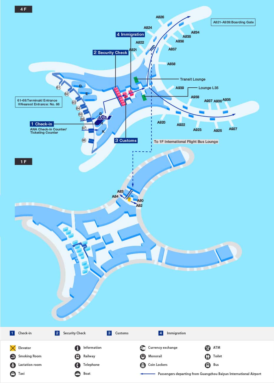 広州空港の出発マップ