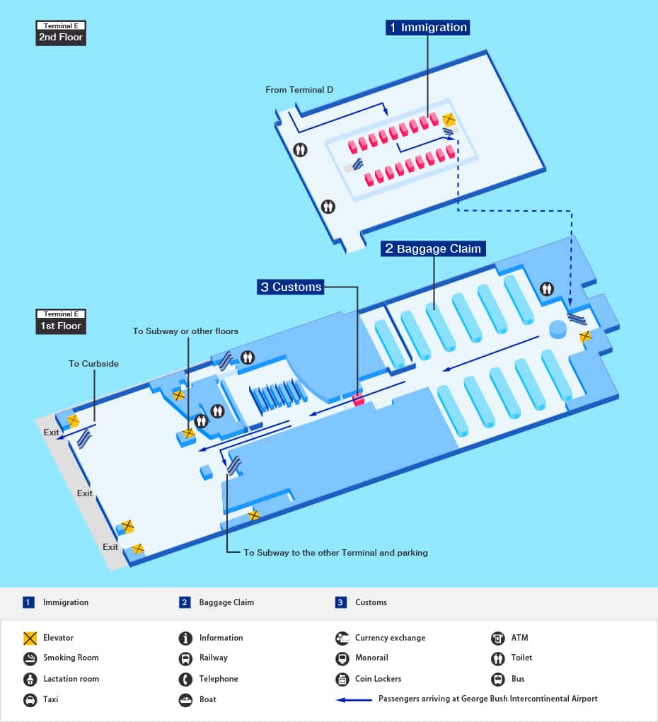 Arrival map of Houston airport