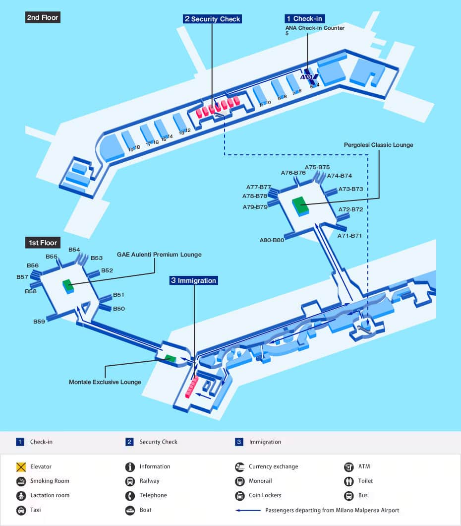 Mapa de salida del Aeropuerto Internacional de Malpensa