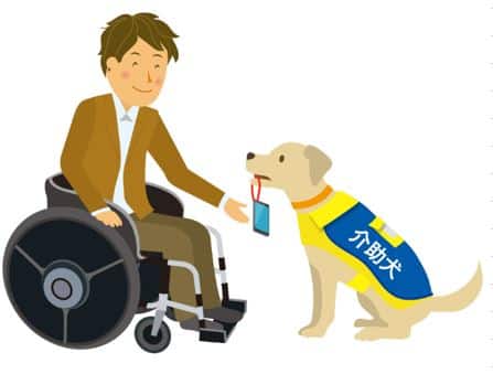 illustration of a man with an assistance dog