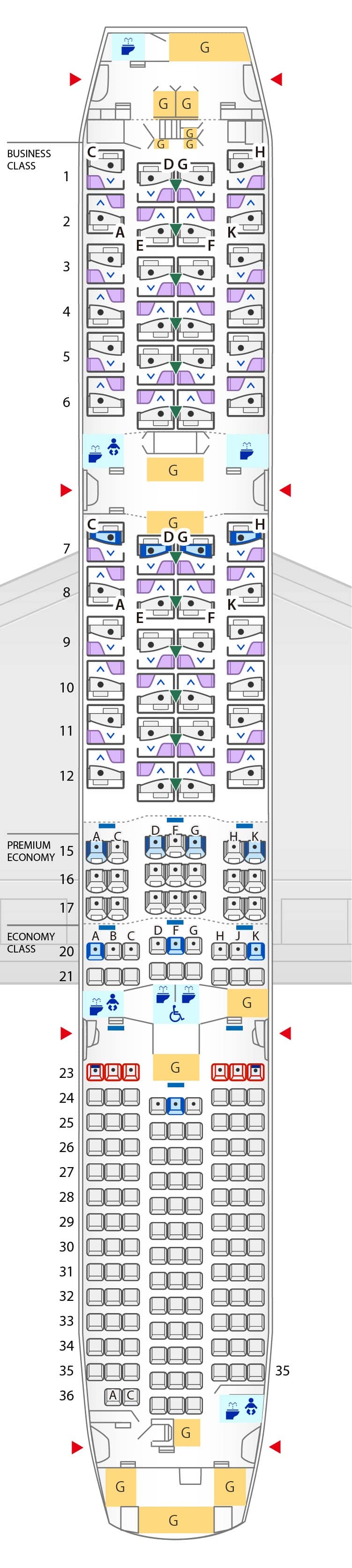 Seat Map of Boeing 787-9 (215 Seats)
